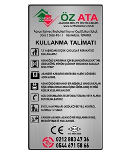 asansör kullanma talimatı, asansör kullanma talimatı