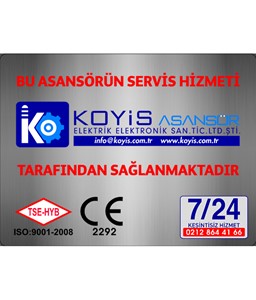 bu asansörün servis hizmeti yapılmıştır etiketi, bu asansörün servis hizmeti yapılmıştır etiketi